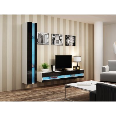 4. VIGO NEU 180/40/30 weiß/schwarz Hochglanzregal