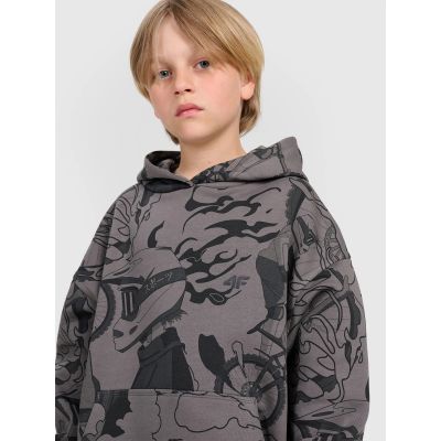 6. Jungen-Sweatshirt mit Kapuze, offen, 4F 4FJRAW25TSWSM2343-90A