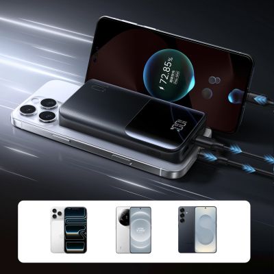 9. Joyroom JR-QP191 Star Series Mini 10000mAh 22,5W Powerbank mit Digitalanzeige – Schwarz