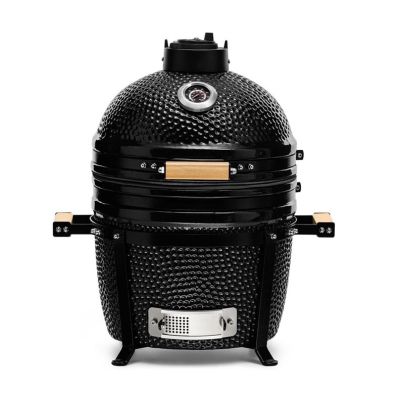4. Kamado Bono Minimo Keramikgrill 15 Zoll Kamado Grillwagen Holzkohle (Brennstoff) Schwarz