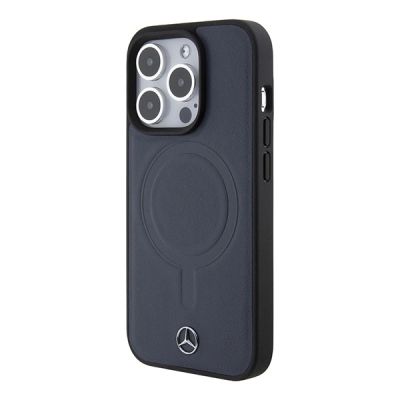 2. Mercedes Smooth Leather MagSafe Hülle für iPhone 15 Pro – Marineblau