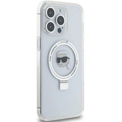 5. Karl Lagerfeld KLHMP15XHMRSKHH iPhone 15 Pro Max 6,7" weiß/weiß Hardcase Ring Stand Karl Head MagSafe