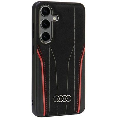 3. Audi Echtleder MagSafe S24 S921 schwarz-rot/schwarz-rot Hardcase AU-TPUPCS24-R8/D3-RD