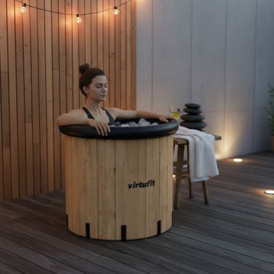 24. VIRTUFIT EISBAD XXL - 375 LITER - HOLZIMITAT - MIT ZUBEHÖR