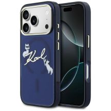 Karl Lagerfeld IML Choupettes Karl Script Logo MagSafe Hülle für iPhone 17 Pro - Blau