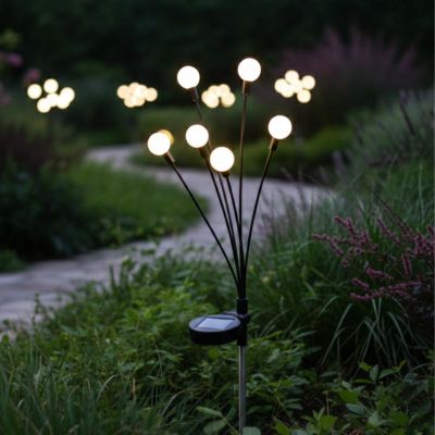 13. Solarlampe „Tanzt im Wind“ – Weiße Kugeln, 6 LEDs, 72 cm, Kaltweiß