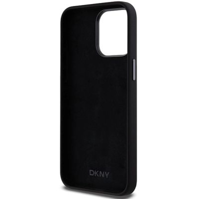 7. DKNY Liquid Silicone Metal Logo Hülle für iPhone 15 Pro – Schwarz