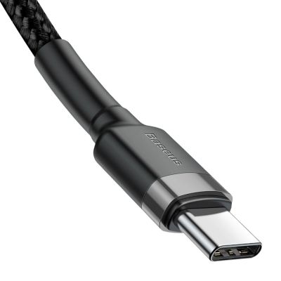 4. Baseus CATKLF-HG1 USB-C – USB-C PD QC-Kabel 60 W 3 A 480 Mbit/s 2 m – Schwarz und Grau