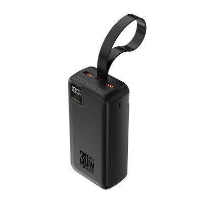 Wozinsky W8-W 30000 mAh 30W Powerbank mit 2x USB-A und USB-C Anschlüssen und Taschenlampe – Schwarz