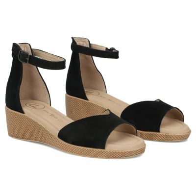 4. Schwarze Keilsandalen aus Leder für Damen, Filippo DS7635