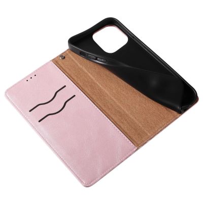 12. Magnetband-Hülle für iPhone 14 Pro Max Flip Wallet Mini Lanyard Stand Pink