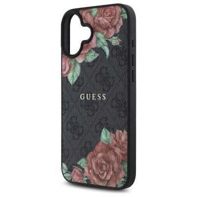 6. Guess GUHMP16SP4ROPEMCK iPhone 16 6,1" schwarz/schwarzes Hardcase 4G Flowers Print MagSafe