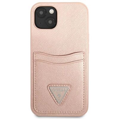 3. Guess GUHCP13MPSATPP iPhone 13 6.1 "rosa / rosa Hardcase SaffianoTriangle Logo Cardslot