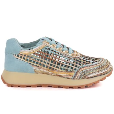 2. Damenschuhe mit Lochmuster in Blau und Beige Artiker 58C1289