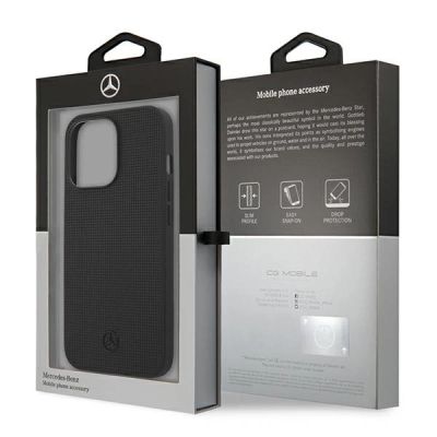 8. Mercedes Lederhülle mit Metall-Logo für iPhone 13 Pro / iPhone 13 – Schwarz