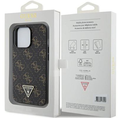 8. Guess 4G Triangle Metal Logo Hülle für iPhone 14 Pro – Schwarz