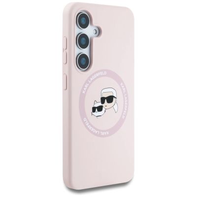 4. Karl Lagerfeld Silikon Double Heads And Circle MagSafe Samsung Galaxy S25 Hülle rosa