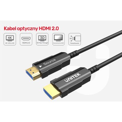 6. UNITEK Optisches Kabel HDMI 2.0 Aktives optisches Kabel 4K 60Hz 20M