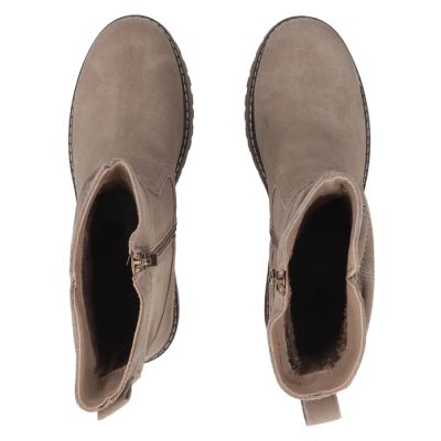 5. Damen-Leder-Stiefeletten in Beige mit Raffungen Filippo DBT6402