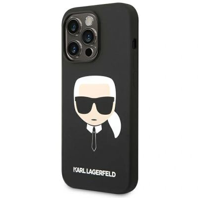 2. Karl Lagerfeld Silikonhülle mit Karls Kopf für iPhone 14 Pro Max – Schwarz