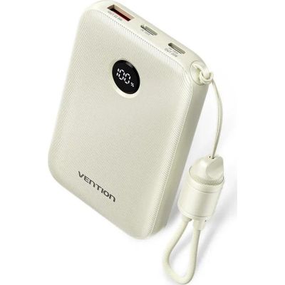 Vention Powerbank 10000mAh 2 x USB-C 1 x USB-A mit Display 22,5W beige