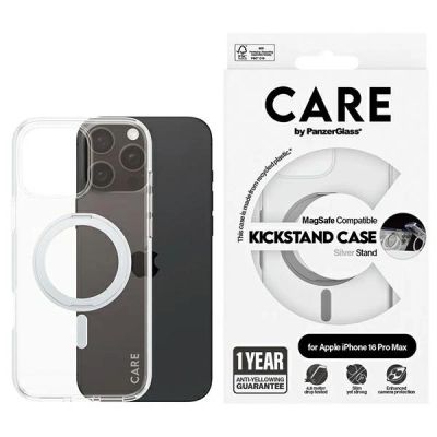 CARE by PanzerGlass Feature Kickstand Case iPhone 16 Pro Max 6,9" Silber/Silber MagSafe 1328