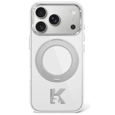 Karl Lagerfeld IML Ring Stand 360 Kameo Metal MagSafe Hülle für iPhone 17 Pro Max / 18 Pro Max - Transparent