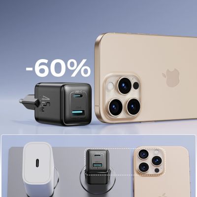 11. Joyroom JR-TG8 GaN 45W USB-C + USB-A Wandladegerät – Schwarz