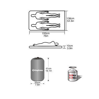 3. KING CAMP Doppel-Luftmatratze, blau, mit Pumpe - KM3589