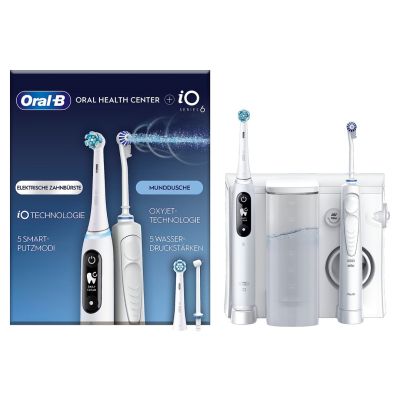 Oral-B iO6 & OxyJet Rote-Pulsierende Zahnbürste für Erwachsene, Weiß
