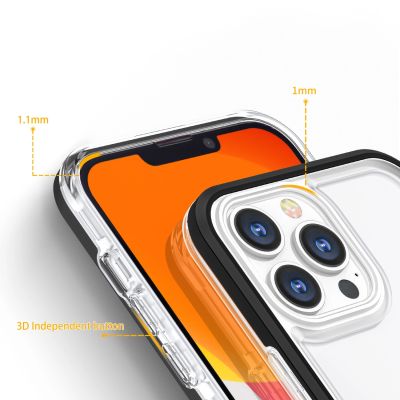 4. Klare 3in1 Hülle für iPhone 13 Pro Rahmen Gel Cover schwarz