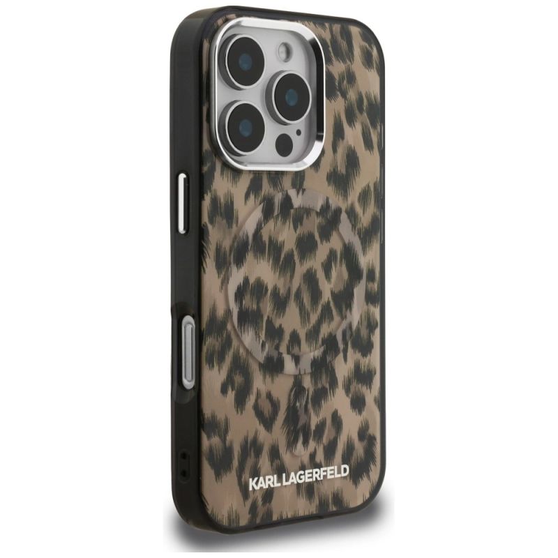 4. Karl Lagerfeld IML Leopard Pattern MagSafe Case für iPhone 16 Pro Max - Braun