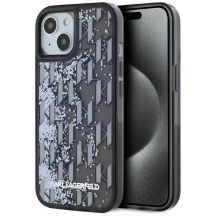 Karl Lagerfeld Liquide Glitter Monogram Gradient iPhone 15 Hülle - Schwarz