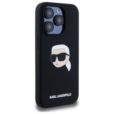 4. Karl Lagerfeld KLHMP15LSKHPPLK iPhone 15 Pro 6,1" schwarz/schwarz Hardcase Silikon Karl Head Print MagSafe