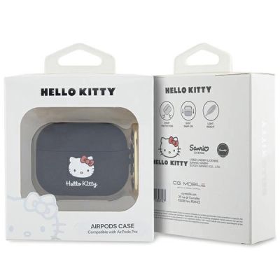 3. Hello Kitty Silikon 3D Kitty Head Hülle für AirPods Pro – Schwarz