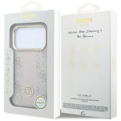 8. Guess 4G MagSafe Hülle mit gestreiften, runden und klassischen Logos für iPhone 17 Pro Max / 18 Pro Max – Pink