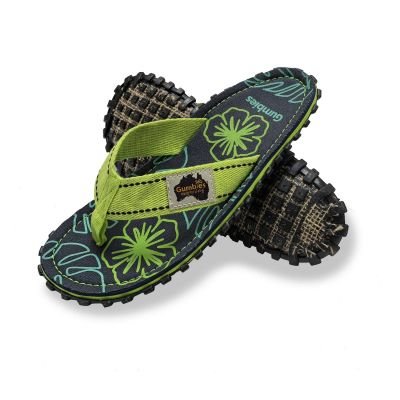 8. Gumbies Islander Flip-Flops Lime Hibiscus GU-FFISL148