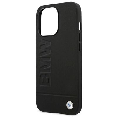 6. BMW Lederhülle mit Stempel für iPhone 14 Pro – Schwarz