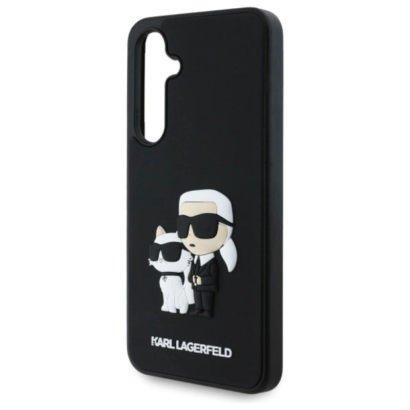 5. Karl Lagerfeld 3D Rubber Karl&Choupette Hülle für Samsung Galaxy S24 FE - Schwarz