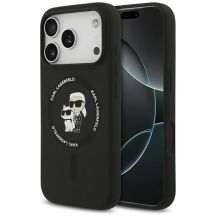 Karl Lagerfeld Silikon Karl&Choupette Ring MagSafe Case für iPhone 17 Pro Max - Schwarz