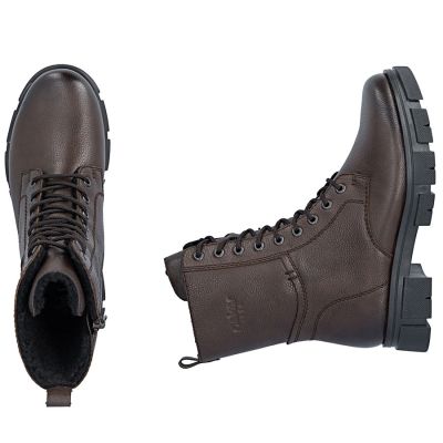 11. Damen-Ankle-Boots aus Leder, gefüttert, braun
