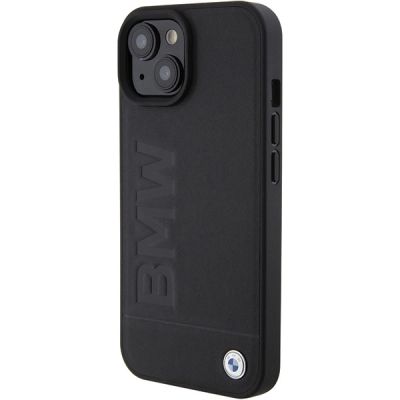 2. BMW Leder Hot Stamp Hülle für iPhone 15 – Schwarz
