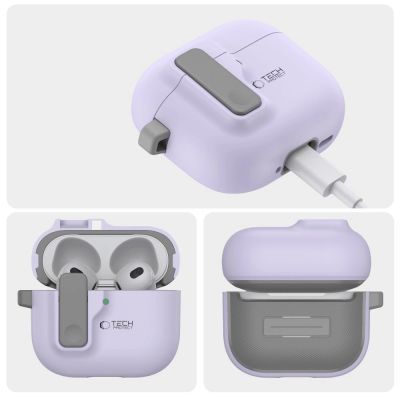 5. Tech-Protect Slim Hook-Hülle für AirPods 4 – Lila