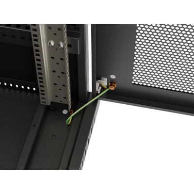 3. LANBERG Bodenschrank 19" 24U 600x600 Schwarz, perforierte Tür, LCD (flach verpackt) V2