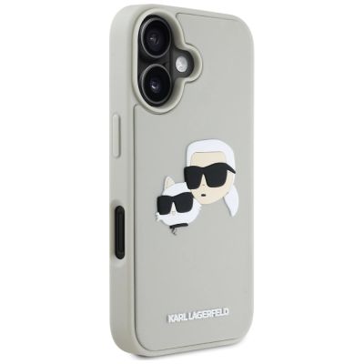 4. Karl Lagerfeld HC 3D Rubber Double Heads iPhone 16 Hülle - Beige