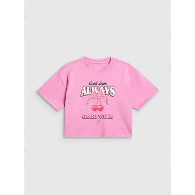 5. Mädchen-T-Shirt mit kastenförmigem Schnitt und Aufdruck 4F 4FJRAW26TTSHF4239-56S
