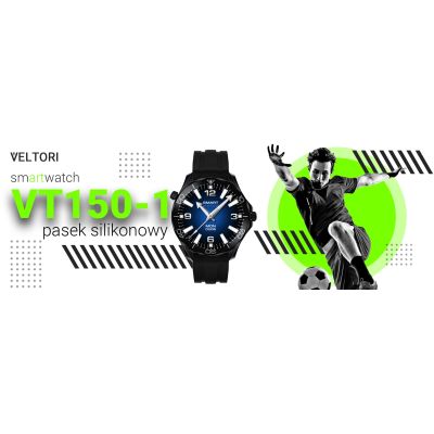 8. VELTORI VT150-1 Smartwatch Schwarzes Silikonarmband + Schwarzes Armband