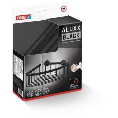 3. TESA ALUXX SCHWARZ Aluminium-Wandduschkorb