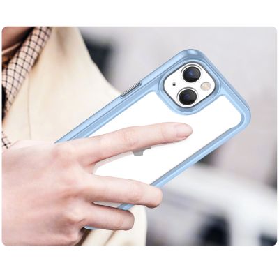 5. Outer Space Case iPhone 14 Plus Hardcover mit Gelrahmen blau