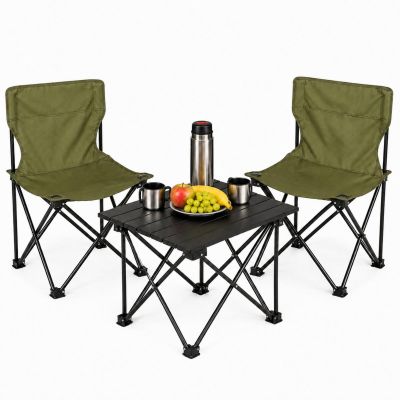 35. Faltbares Touristen-Set 3-in-1 Tisch und 2 Stühle Green Enero Camp